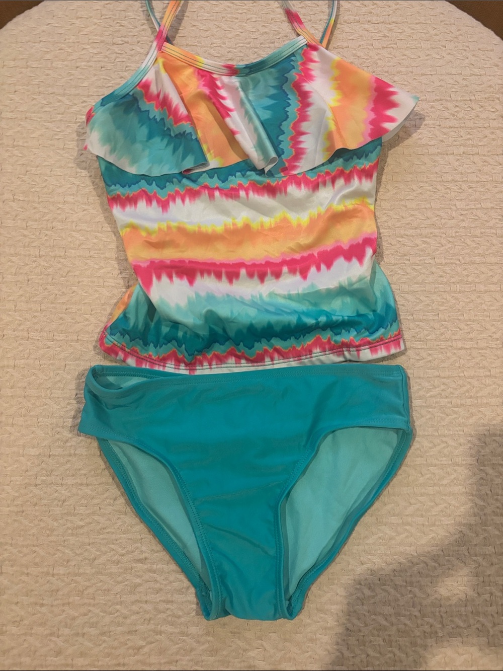 Girls Swim Bikini Sets - Teal, Pink, Rainbow, 4 tops and 2 bottoms mix and match - Picture 9 of 11
